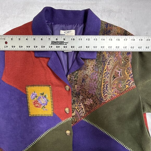 Koret Womens Patchwork Jacket XL Multicolor Floral Paisley Embroidered Button Up - Picture 5 of 10